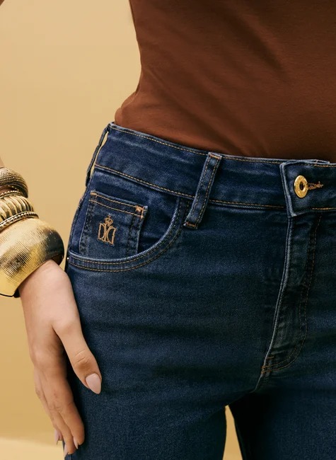 CALCA FEMININA TAYLOR RETA -LAV ESCURA: DESTROYER+USED+REAPPED+BIGODE LASER  DIMY