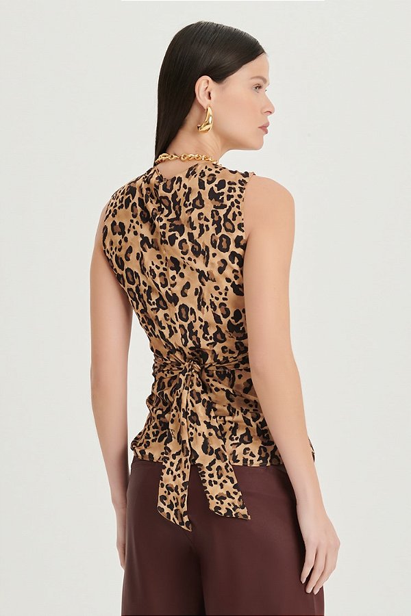 BLUSA ONCA AQUARELA CAQUI - DIMY