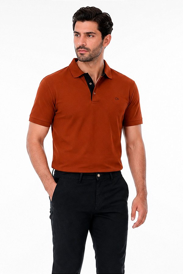 POLO MC SLIM CASUAL PQ PTO MARROM OGOCHI