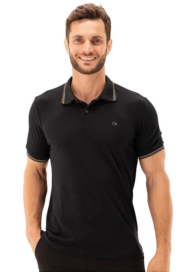 POLO MC SLIM CASUAL TRAB NY PRETO OGOCHI