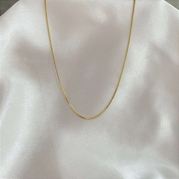 Colar de corrente fininha 60cm 1mm banhado em ouro 18K