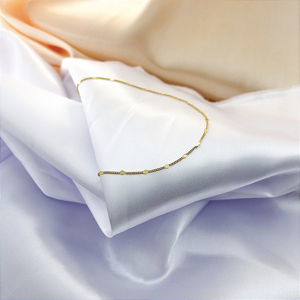 Colar Malha Grumet com Chapinhas Redondas - Banhado em Ouro 18k