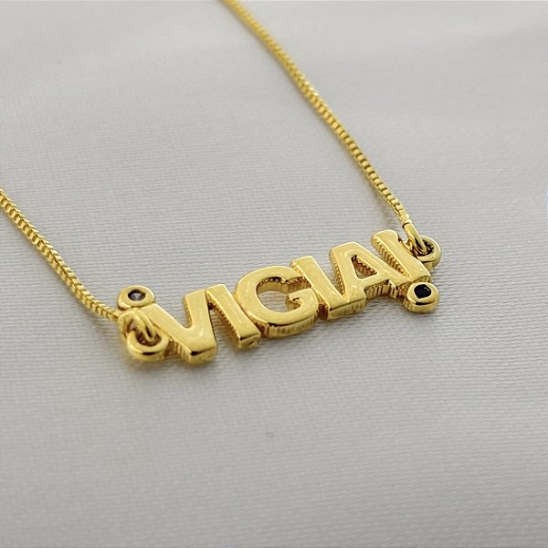 Colar Malha Veneziana com Pingente VIGIAI - Banhado Ouro em 18k