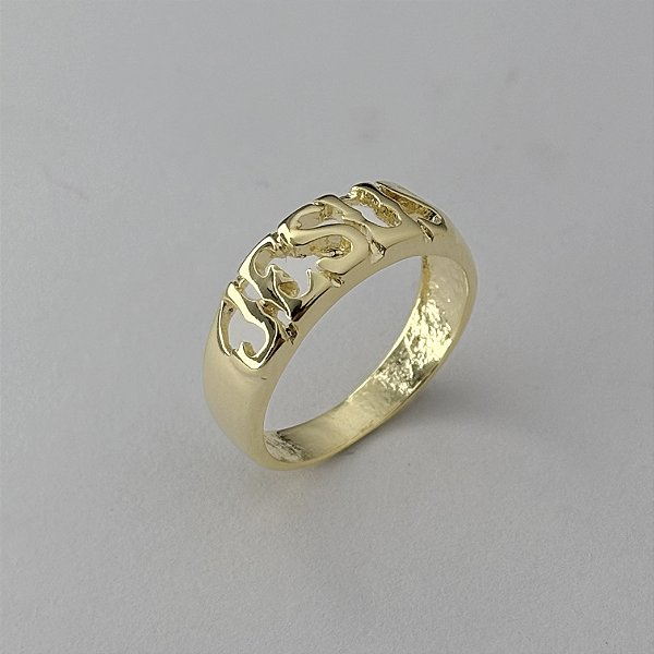 Anel com Escrita "JESUS" Vazado -  Banhado em Ouro 18K