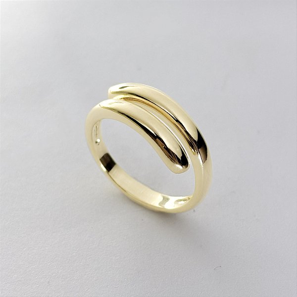 Anel Duas Gamas Liso - Banhado em Ouro 18K