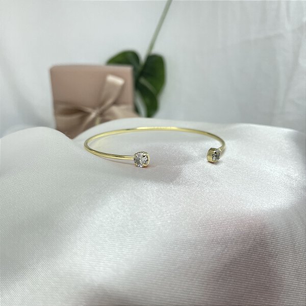 Pulseira Bracelete 2 Pontos de Luz Zircônia - Banhado em Ouro 18k