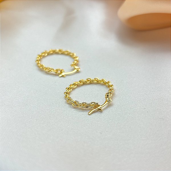 Brinco de Argola Corrente Trançada - Banhado em Ouro 18k