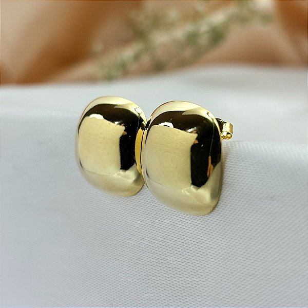 Brinco Botton Quadrado - Banhado em Ouro 18k