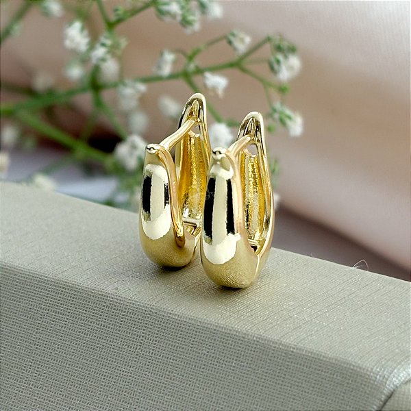 Brinco Articulado Tulipa Liso G - Banhado em Ouro 18k