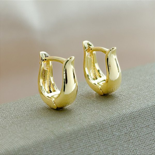 Brinco Articulado Tulipa Liso P - Banhado em Ouro 18k