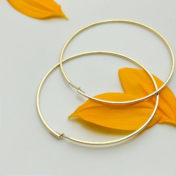 Brinco de Argola Liso Grande - Banhado em Ouro 18k