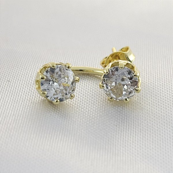 Brinco com Dois Pontos de Luz de Zircônia - Banhado em Ouro 18k