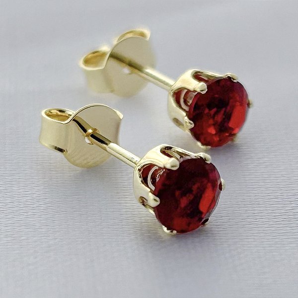 Brinco Ponto de Luz de Zircônia Vermelha G - Banhado em Ouro 18k