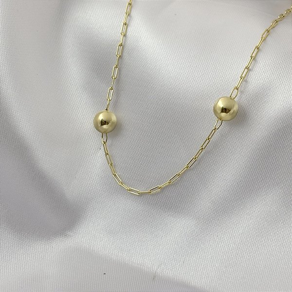 Colar Corrente Cartier com Esferas Lisas - Banhado em Ouro 18k