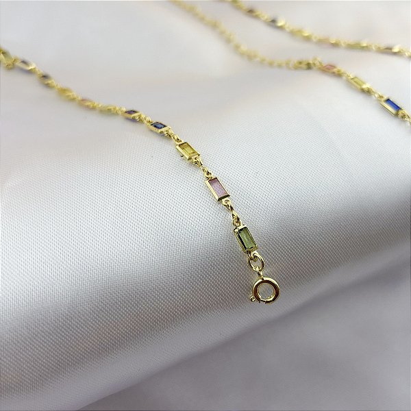Pulseira Fio de Zircônias Coloridas - Banhado em Ouro 18k