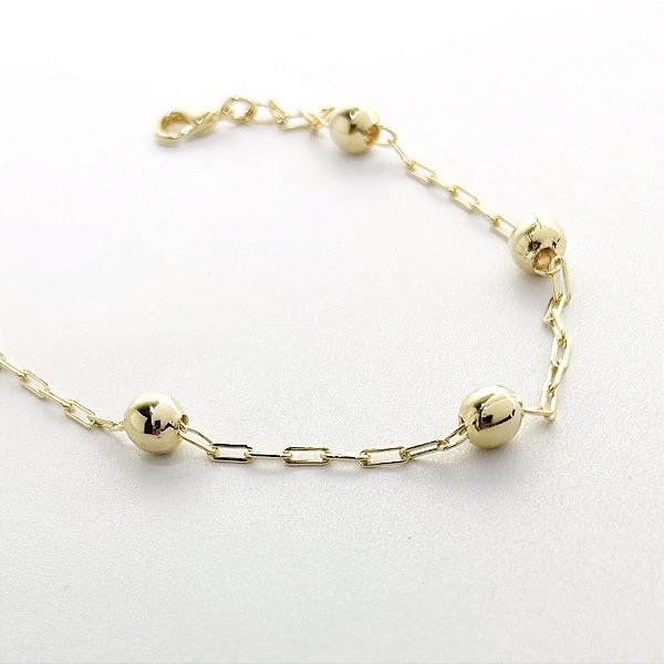 Pulseira Elos com Esferas - Banhado em Ouro 18k