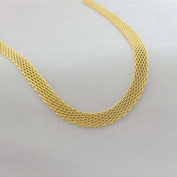 Colar Choker Esteira - Banhado em Ouro 18k