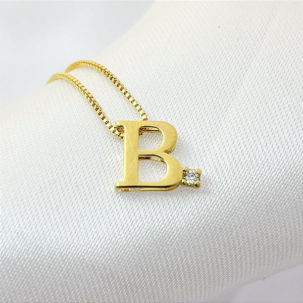 Colar Corrente Veneziana com Pingente Letra - Banhado em Ouro 18k