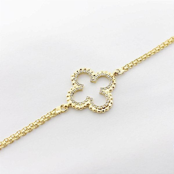 Colar Choker Trevo Cravejado com Zircônia - Banhado em Ouro 18k
