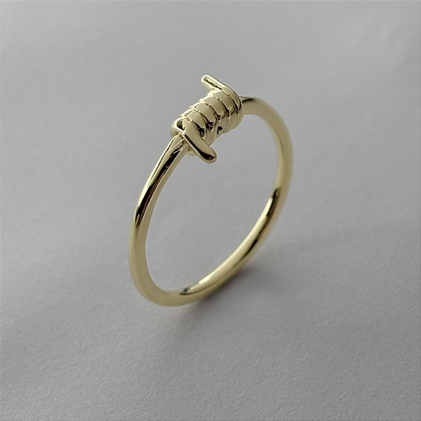 Anel Masculino Arame Farpado - Banhado em Ouro 18k