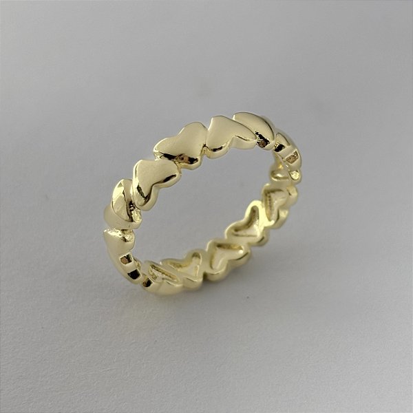 Anel Corações Lisos Invertidos - Banhado em Ouro 18k