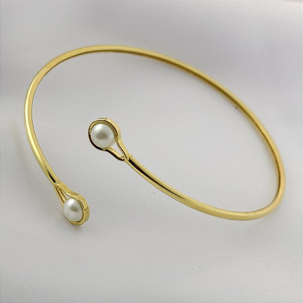 Bracelete Delicado Fino com Pérola Ajustável - Banhado em Ouro 18k