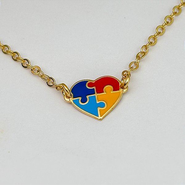 Pulseira com Pingente de Coração Mãe de Autista - Banhada em ouro 18K