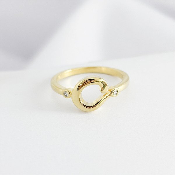 Anel Delicado de Dedinho e Falange com Inicial – Banhado em Ouro 18K