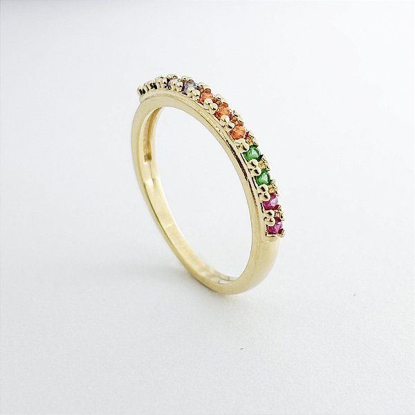 Anel Cravejado com Zircônias – Banhado em Ouro 18K