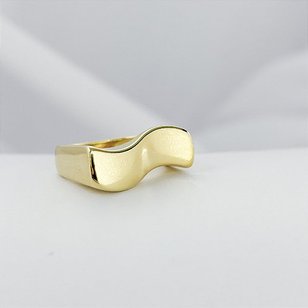 Anel Formato Orgânico Onda – Banhado em Ouro 18K