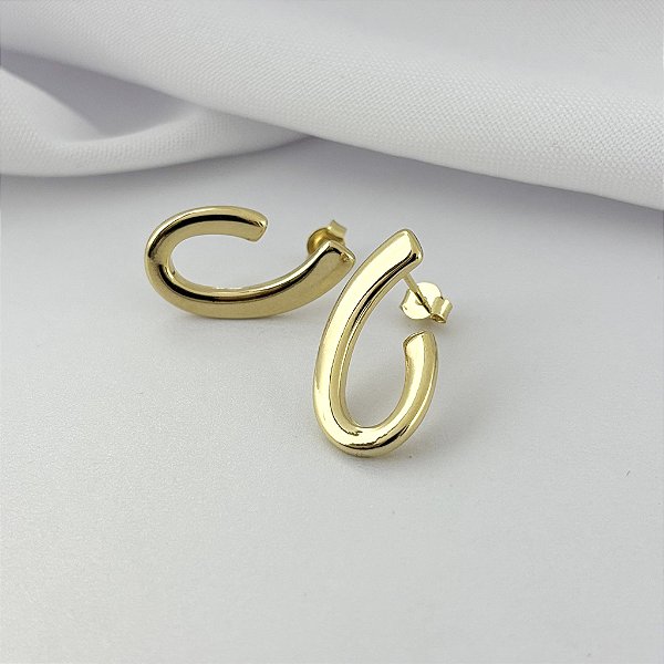 Brinco Elegance Design Abstrato - Banhando em Ouro 18k
