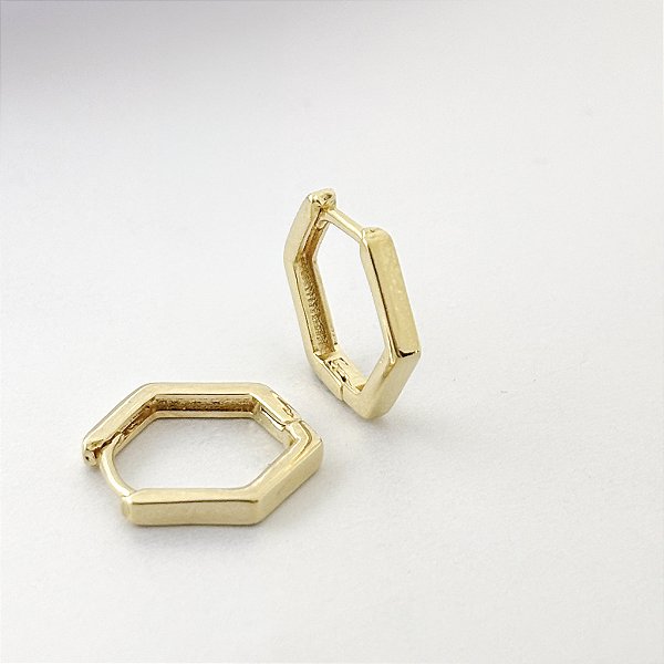 Brinco Click Hexagonal – Banhado em Ouro 18K