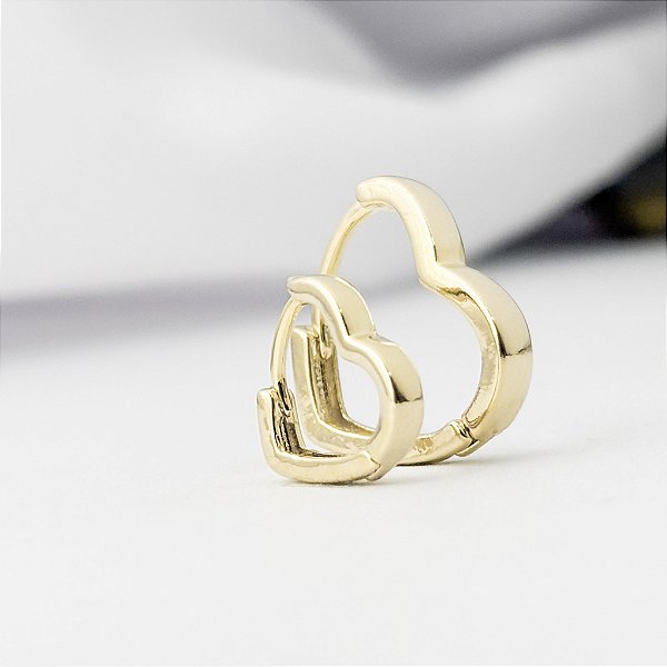 Brinco Argola em Formato de Coração Liso – Banhado em Ouro 18K
