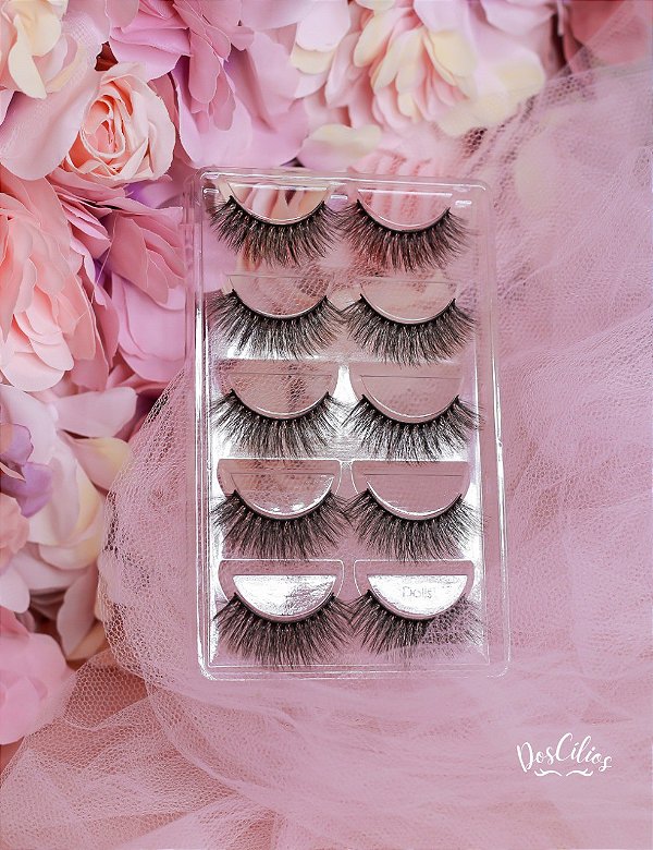 Cartela De Cílios Dolls Da Linha Luxo Com 5 Pares