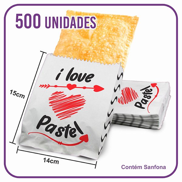 Saco para Pastel Pequeno - I Love Pastel (500 unidades) - Dalpack Embalagens
