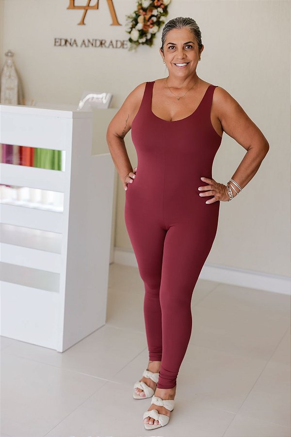 Macacão Feminino longo Pandora Red Plum