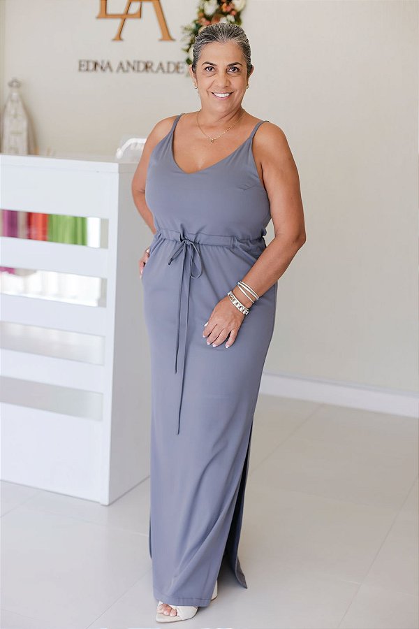 Vestido Feminino longo Vivi chumbo