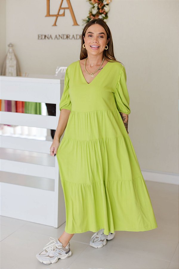 Vestido Feminino Midi Chica verde