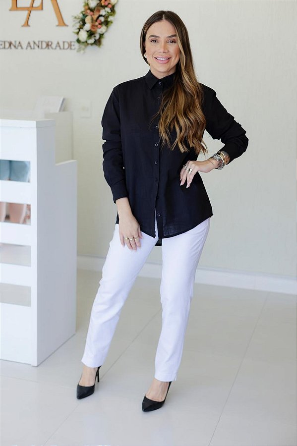 Camisa Feminina Oversized Alexia Preta