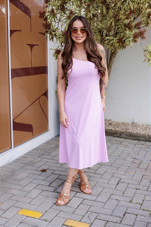 Vestido Feminino midi Nila rosa