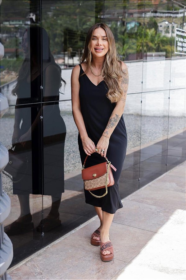 Vestido Feminino Liah Midi Preto