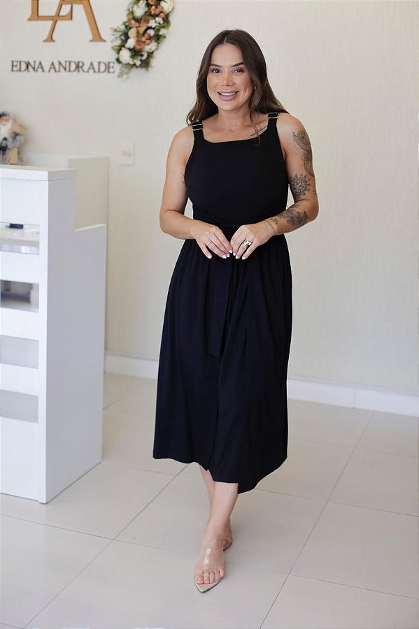 Vestido Feminino Midi Marina Preto