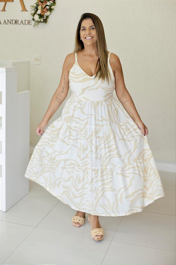Vestido Feminino Midi Mada off estampado