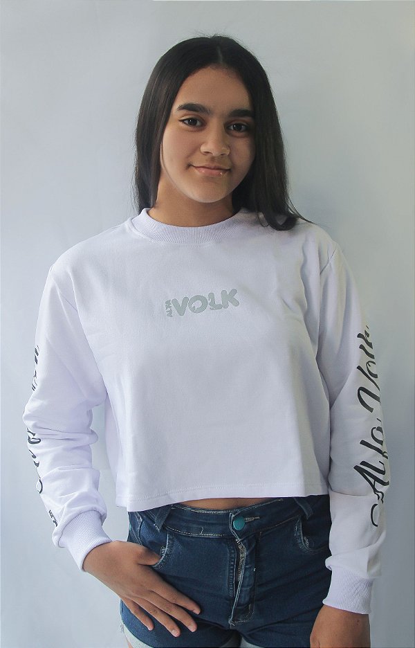 Blusa Alfa Volk - Cropped Branco manga longa