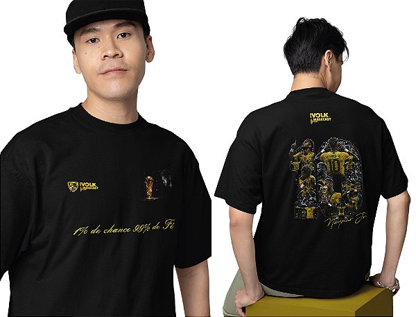 Camiseta Oversized Preto Al'fa Volk + Walkcast - 1% de Chance e 99% de Fé