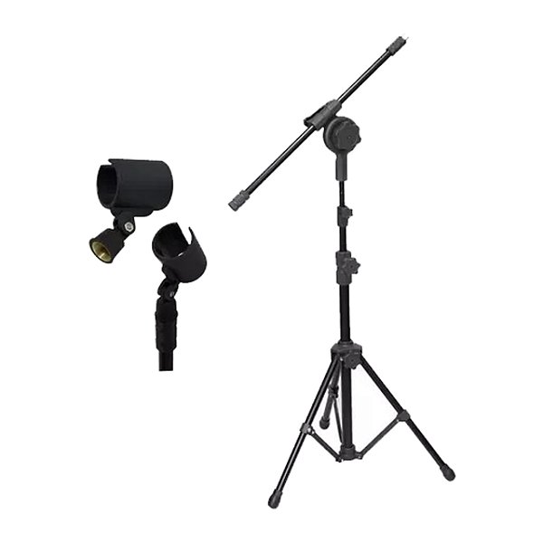 Pedestal Para Microfone Com Gatilho E 2 Estágios + Cachimbo - LOCAÇÃO
