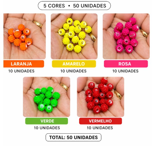 Kit Miçangas Abacaxi Neon C/50 Unidades