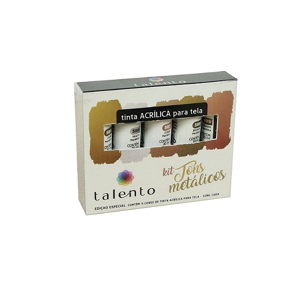 Kit Tons metálicos 20ml  - 5 cores