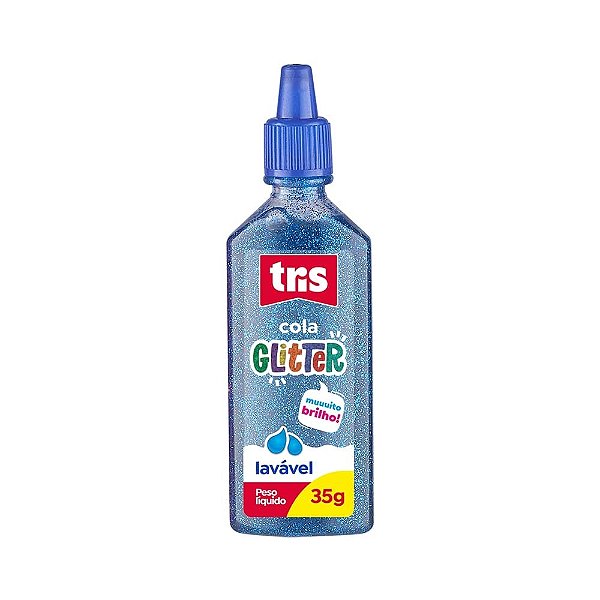 Cola Glitter 35G Tris - Cor Azul