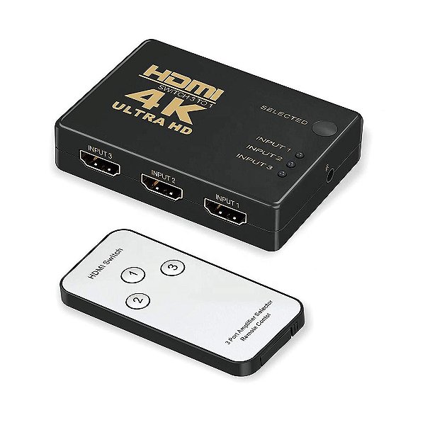 Chaveador Divisor Hub Multiplicador Sinal Hdmi Tv 3x1 Uhd 4k